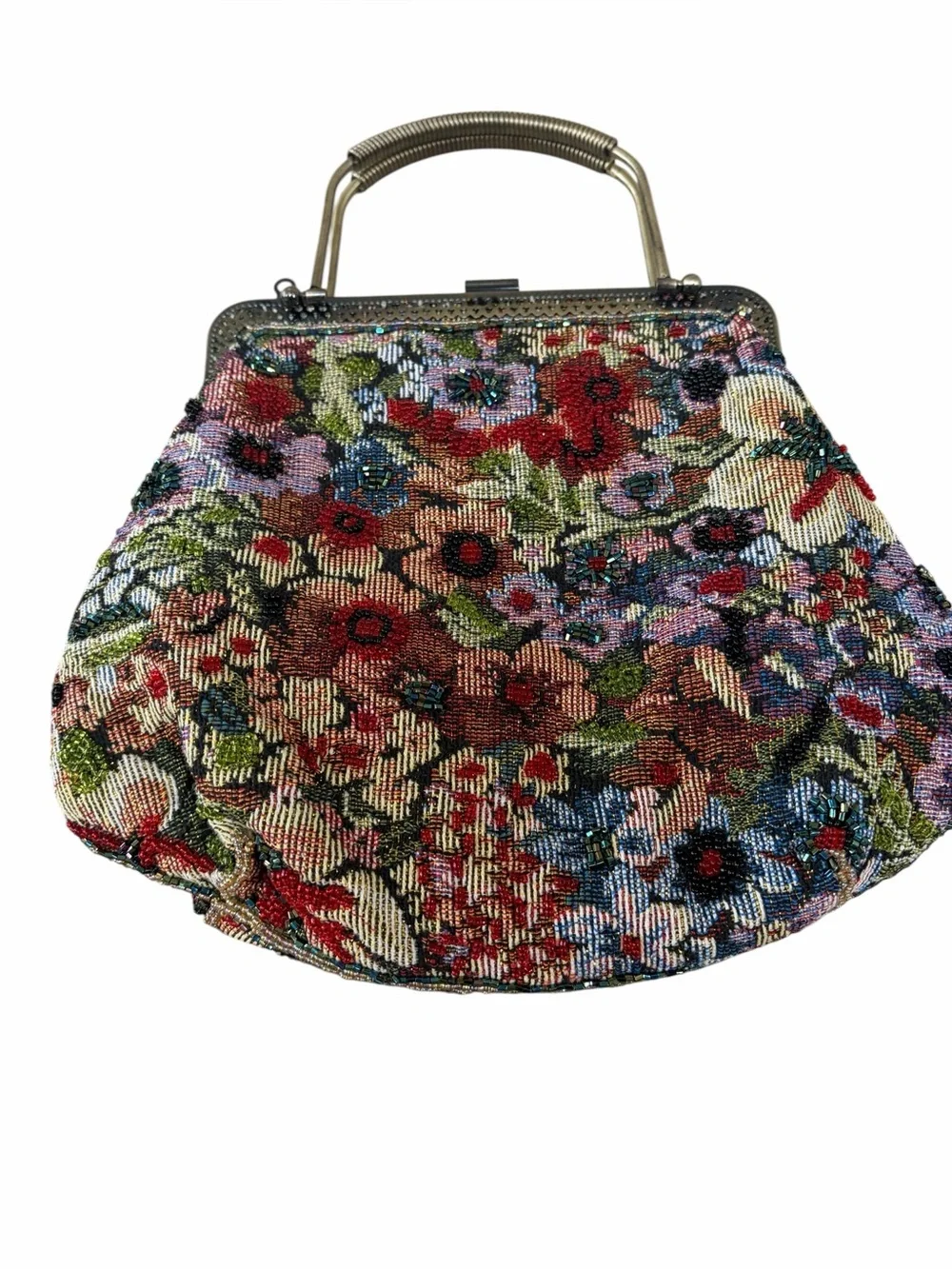 Vintage Floral Beaded Tapestry‎ Handbag and coin purse
